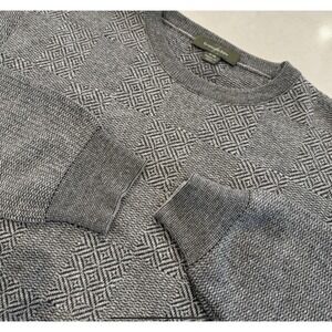 VTG Ermenegildo Zegna Mens Sweater 48 SM Geometric Black/Gray Wool Mix